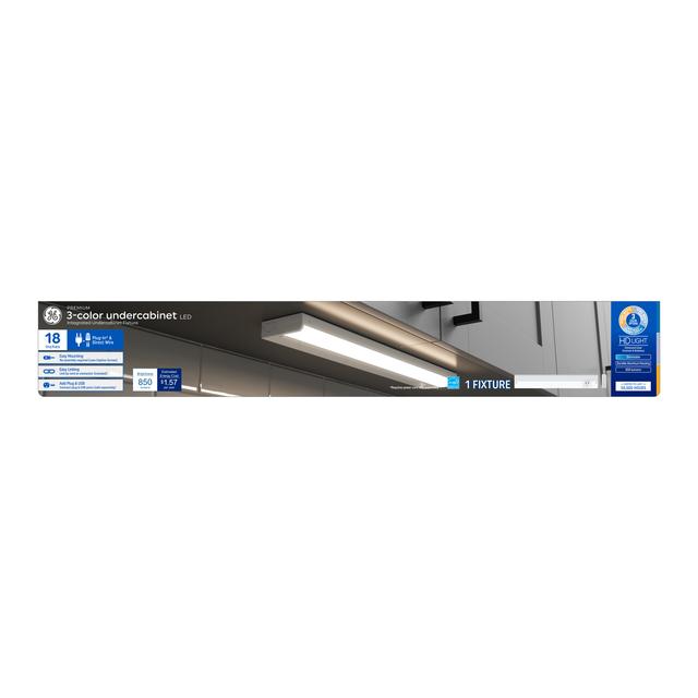 GE Premium 3 couleurs HD sous l’armoire 13 DEL avec fil direct et branchement 18 enfichable Luminaire (1-Pack) intégré connectable