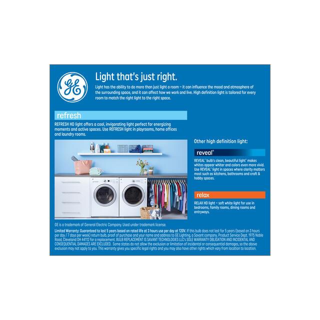 GE Refresh HD LED 100 Watt Replacement, Daylight, A19 General Purpose Bulbs (2 Pack)