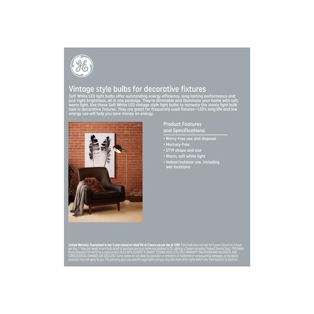 GE Classic LED 60 Watt Replacement, Soft White, ST19 Edison Bulbs (4 Pack)