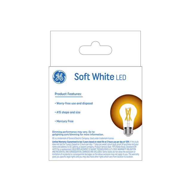 GE Basic LED 60 Watt Replacement, Soft White, A15 Ceiling Fan Bulbs (2 Pack)