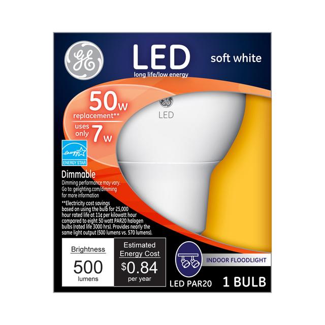 GE Classic LED 50 Watt Replacement, Soft White, PAR20 Indoor Floodlight Bulb (1 Pack)