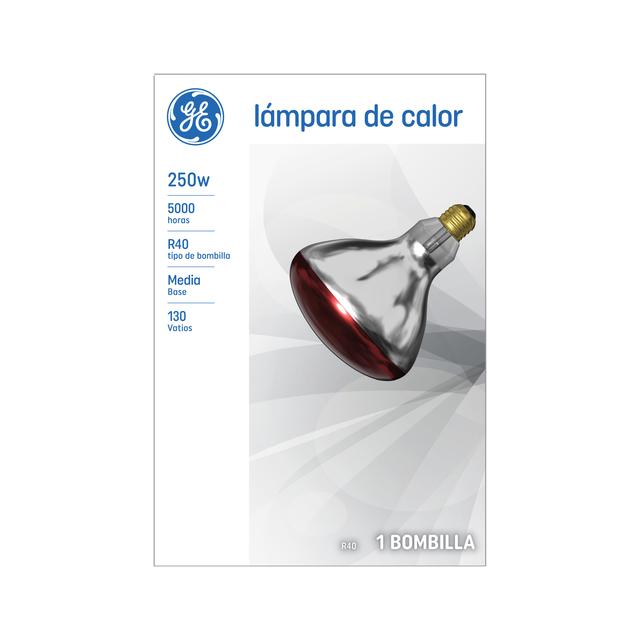GE Incandescent Heat Lamp, 250 Watts, BR40 Bulb (1 Pack)