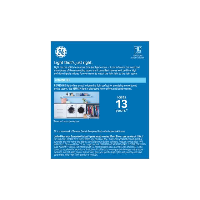 GE Refresh HD LED 60 Watt Replacement, Daylight, T14 Deco - Tubular Bulbs (2 Pack)