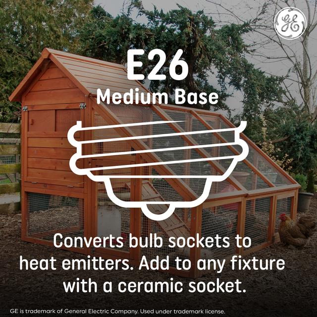 GE Ceramic Heat Lamp, 100 Watts, Animal Heat Emitter Bulb, Chick Heat Lamp, No Light (1 Pack)