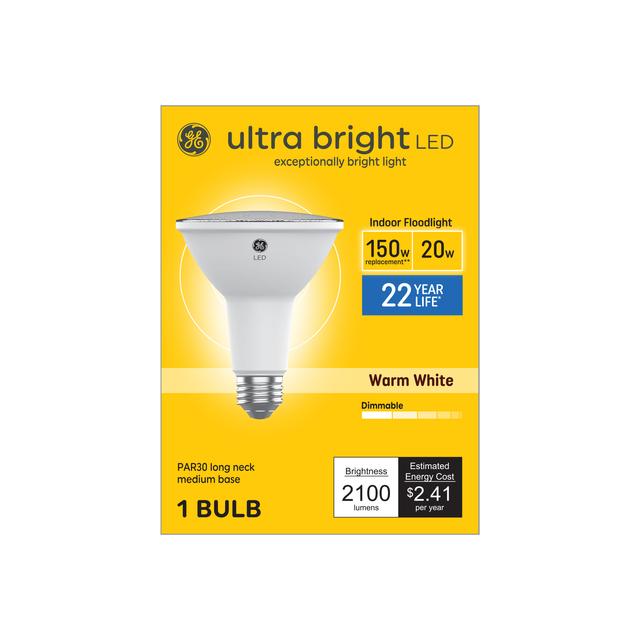 GE Ultra Bright LED 150 Watt Replacement, Warm White, PAR30 Indoor Floodlight Bulb (1 Pack)