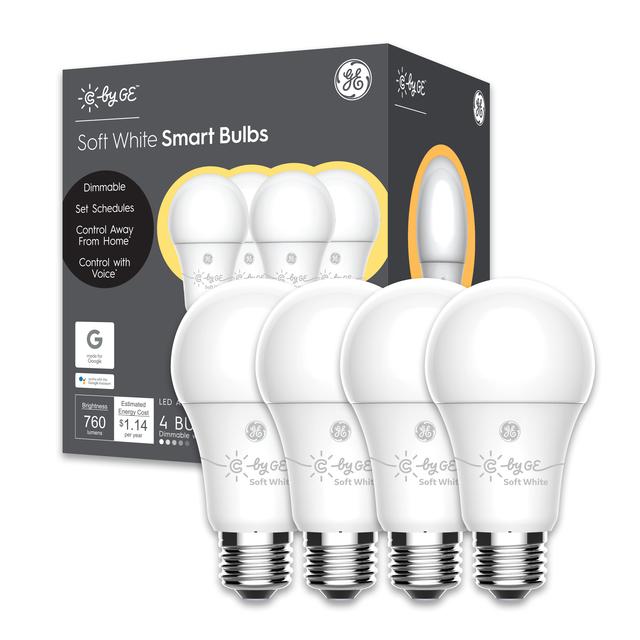 Front package of C by GE Soft White A19 Smart LED Bulbs (4-Pack)
