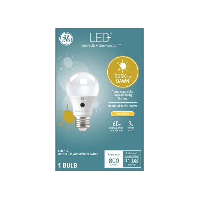 GE LED+ Dusk to Dawn 60 W A19 Ampoule (1-Pack) LED de remplacement à usage général