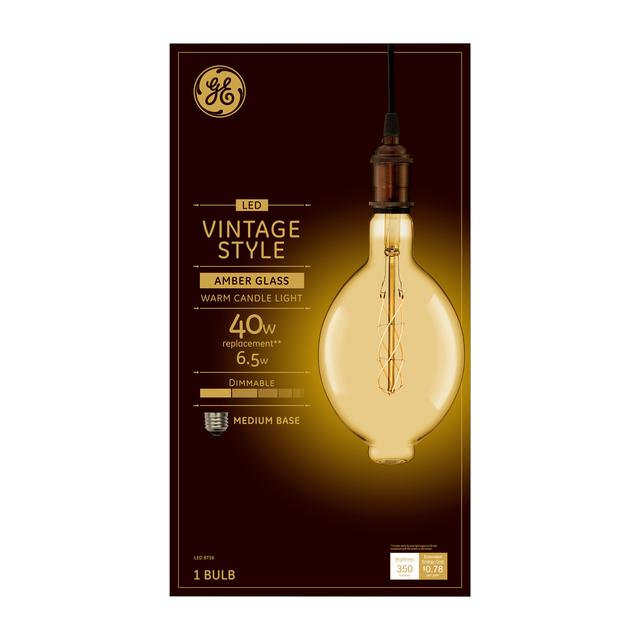 GE Vintage LED 40 Watt Replacement, Candlelight, BT56 Deco - Globe Bulbs (1 Pack)