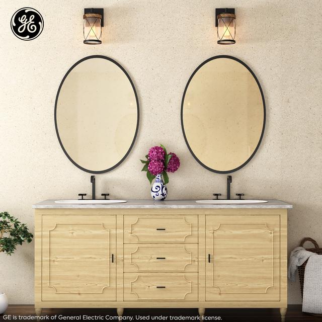 GE 10" 1-Light Wall Sconce Glenwillow Family Farmhouse, Wood tones