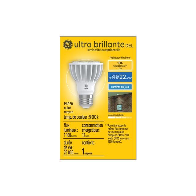 GE Ultra Bright LED 100 Watt Replacement, Daylight, PAR20 Indoor Floodlight Bulb (1 Pack)