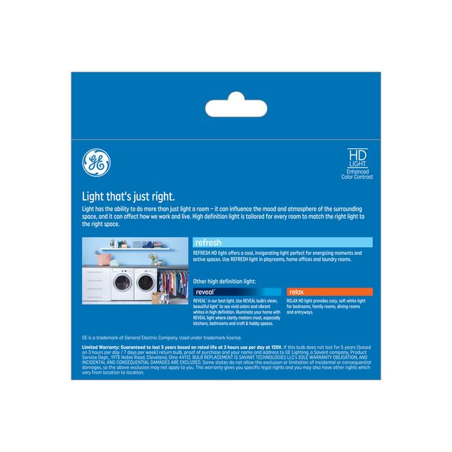 GE Refresh HD LED 40 Watt Replacement, Daylight, G25 Vanity - Globe Bulbs (2 Pack)