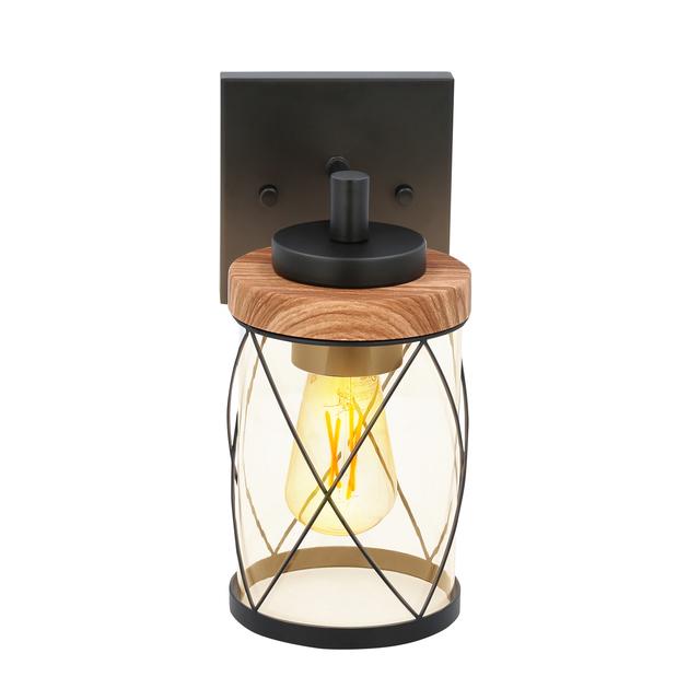 GE 10" 1-Light Wall Sconce Glenwillow Family Farmhouse, Wood tones