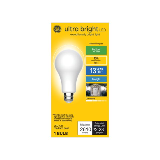 GE Ultra Bright LED 150 Watt Replacement, Daylight, A21 General Purpose Bulb (1 Pack)