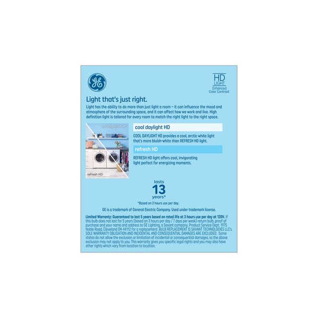GE Refresh HD LED 60 Watt Replacement, Cool Daylight, T14 Deco - Tubular Bulbs (2 Pack)