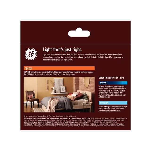 GE Relax HD LED 60 Watt Replacement, Soft White, G25 Vanity - Globe Bulbs (2 Pack)