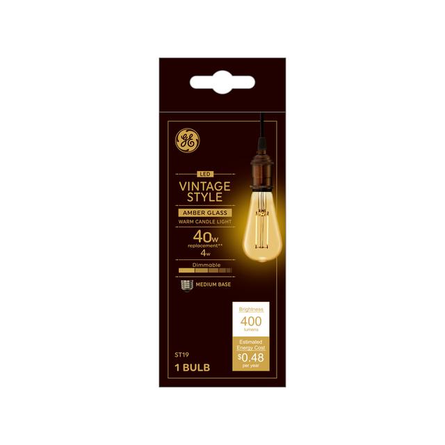 GE Vintage LED 40 Watt Replacement, Candlelight, ST19 Edison Bulb (1 Pack)