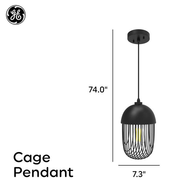 GE Industrial U-Ring Pendant Light Fixture, Matte Black, 72inches