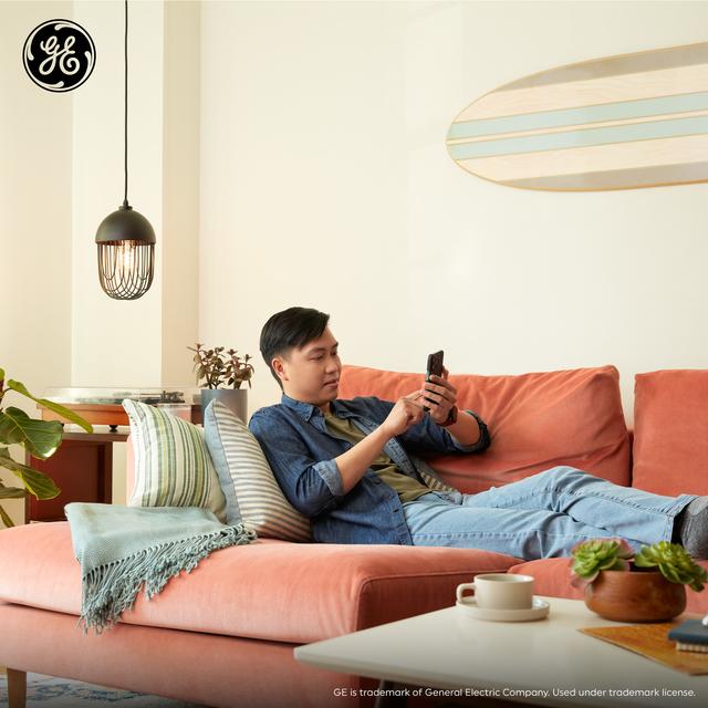 GE Industrial U-Ring Pendant Light Fixture, Matte Black, 72inches