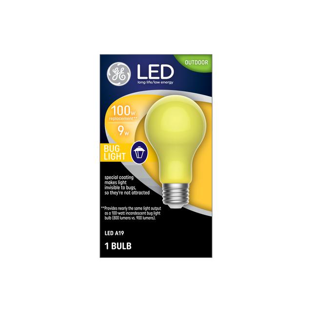 GE Specialty LED 100 Watt Replacement, Yellow Light, A19 Bug Light Bulb (1 Pack)