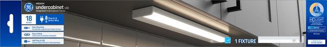 Front package of GE Undercabinet LED 3-Color 13W LED Plug-in & Direct Wire 18in Linkable Integrated Light Fixture