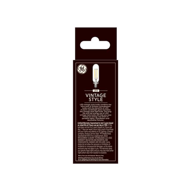 GE Vintage Style T8 LED Light Bulb, Tube Light Clear Glass, 25