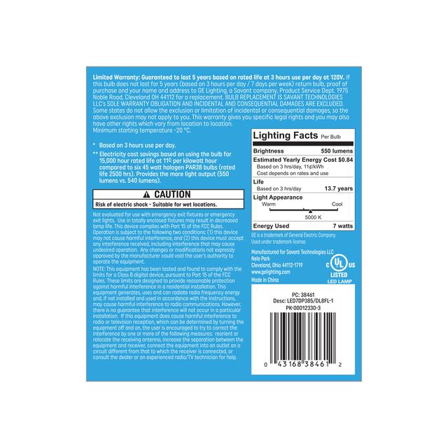 GE Classic LED 45 Watt Replacement, Daylight, PAR38 Outdoor Floodlight Bulb (1 Pack)