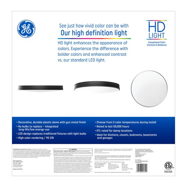 GE 18-In LED Gun Metal Flush Mount Color Select Fixture