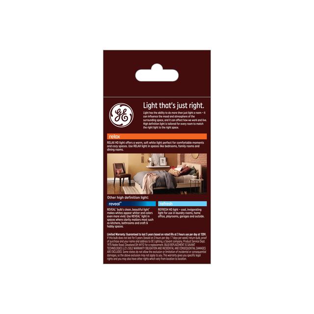 GE Relax HD LED 60 Watt Replacement, Soft White, G25 Vanity - Globe Bulbs (1 Pack)