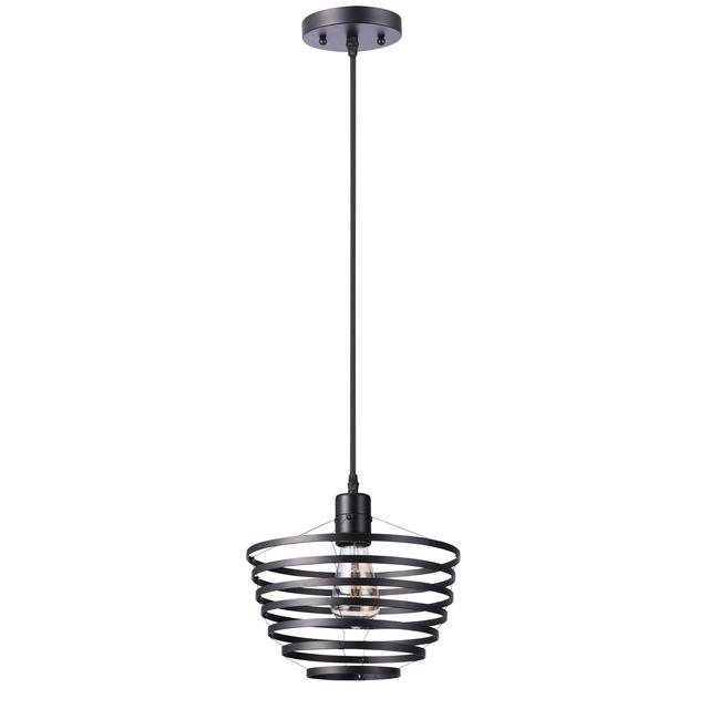 GE Industrial Spiral Pendant Light Fixture, Matte Black, 72inches