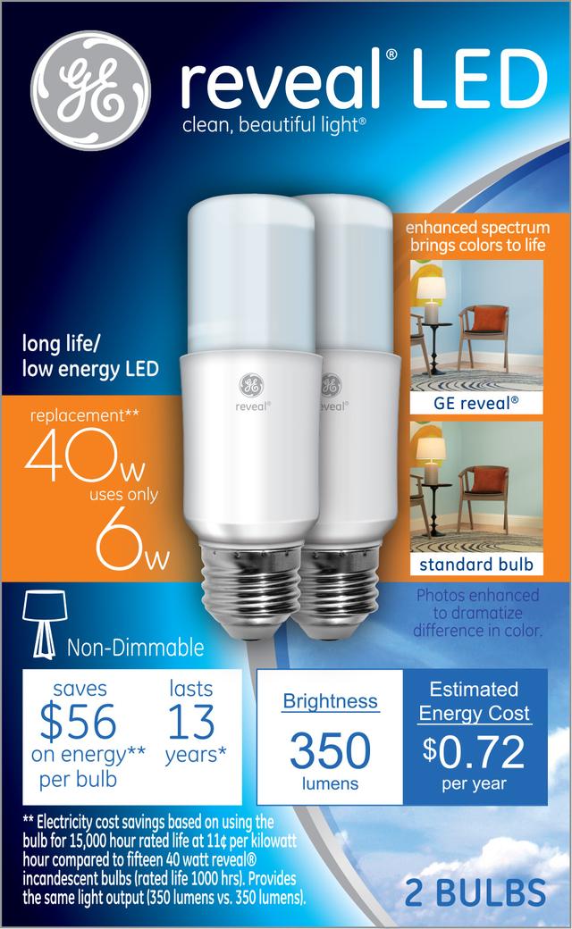 GE Reveal HD+ LED 40 Watt Replacement, Reveal, A19 General Purpose ...