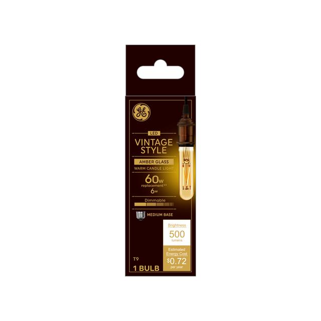 GE Vintage LED 60 Watt Replacement, Candlelight, T9 Deco - Tubular Bulb (1 Pack)