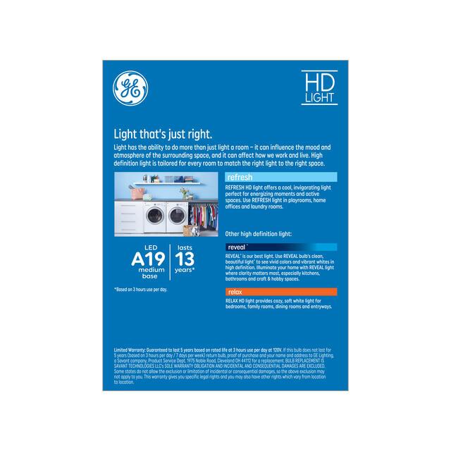 GE Refresh HD LED 40 Watt Replacement, Daylight, A19 General Purpose Bulbs (4 Pack)