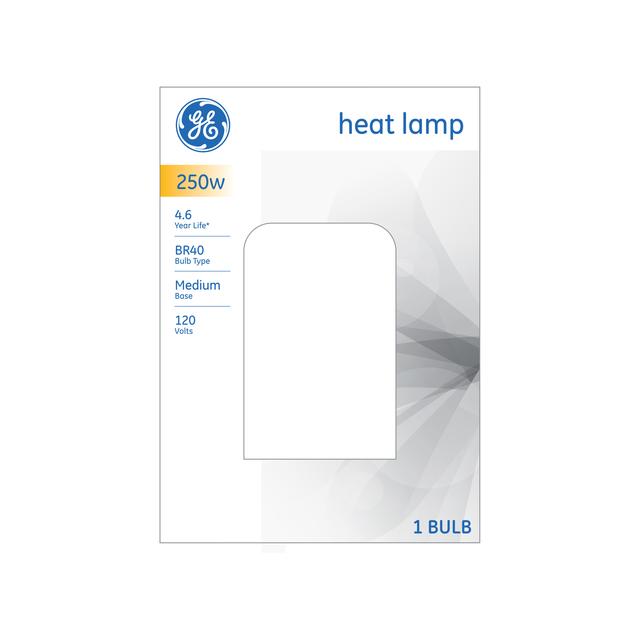 GE Incandescent Heat Lamp, 250 Watts, BR40 Bulb (1 Pack)