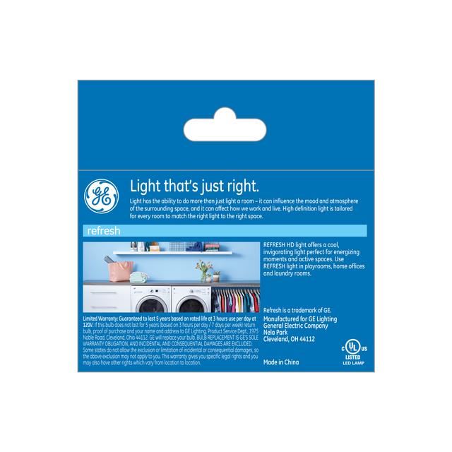 GE Refresh HD LED 40 Watt Replacement, Daylight, G16.5 Vanity - Globe Bulbs (2 Pack)