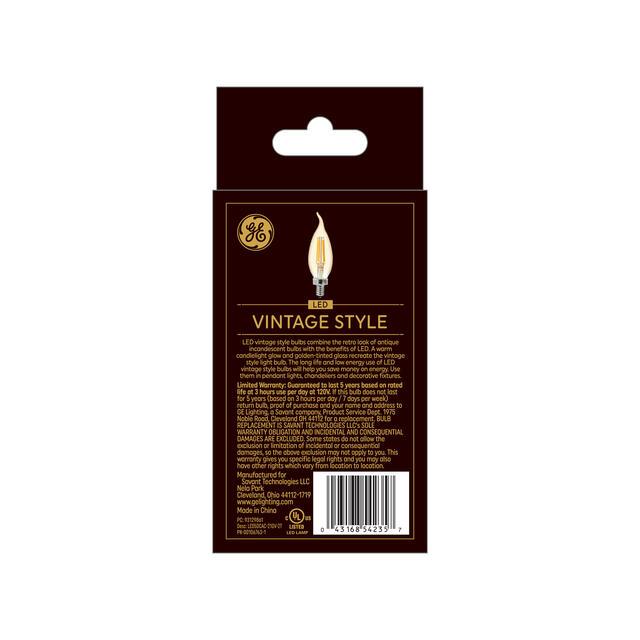 GE Vintage LED 60 Watt Replacement, Candlelight, CA11 Deco - Candle Bulbs (2 Pack)