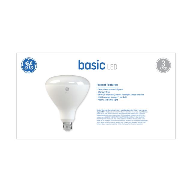 GE Basic LED 65 Watt Replacement, Soft White, BR30 Indoor Floodlight Bulb (3 Pack)