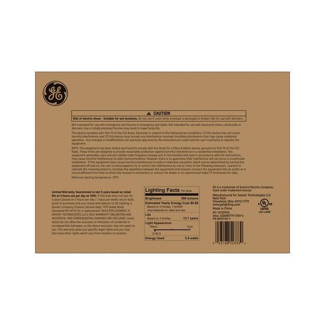 GE Vintage LED 60 Watt Replacement, Candlelight, ST19 Edison Bulbs (6 Pack)