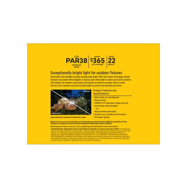 GE Ultra Bright LED 150 Watt Replacement, Daylight, PAR38 Outdoor Floodlight Bulbs (2 Pack)