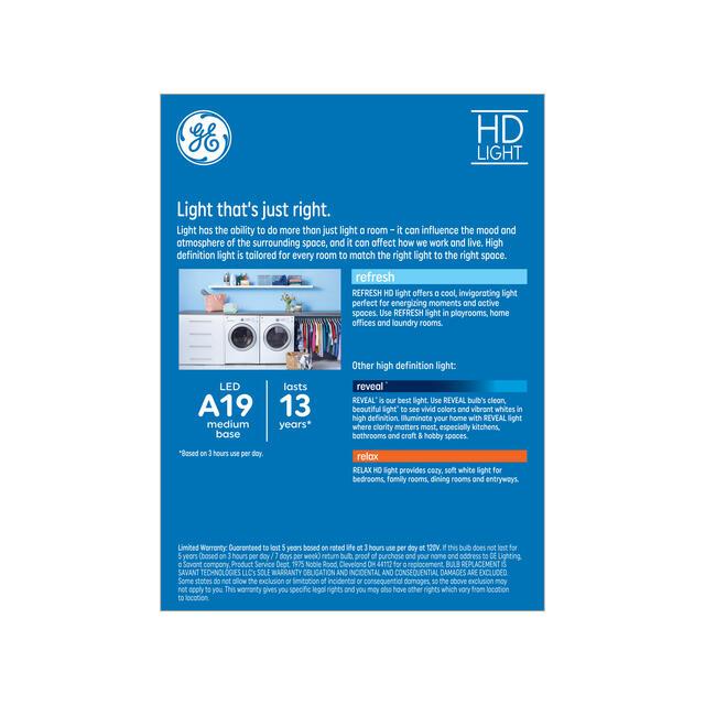 GE Refresh HD LED 60 Watt Replacement, Daylight, A19 General Purpose Bulbs (4 Pack)