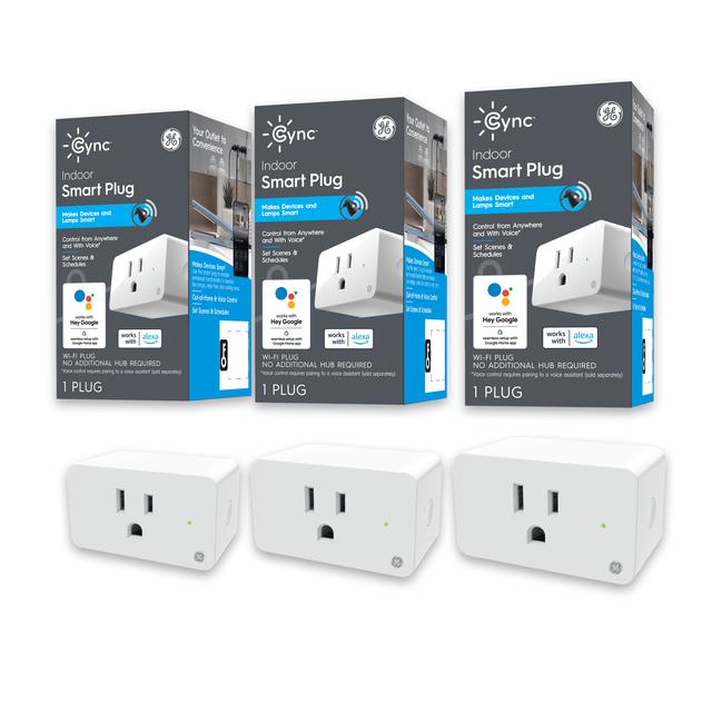 GE CYNC Indoor Smart Plug, WIFI Plug,  Alexa and Google Home Compatible, No Hub Required, 3-Pack