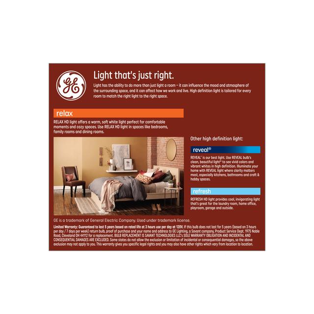 GE Relax HD LED 100 Watt Replacement, Soft White, A19 General Purpose Bulbs (2 Pack)