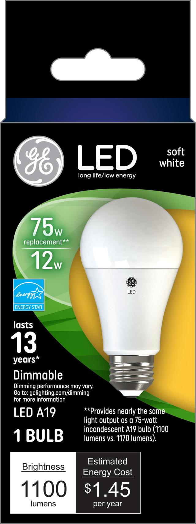 GE Classic LED 75 Watt Replacement, Soft White, A19 General Purpose