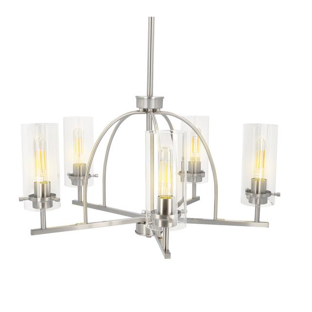 GE 26.7in W 5-Light Chandelier Mentor Family Traditional Brushed Nickel