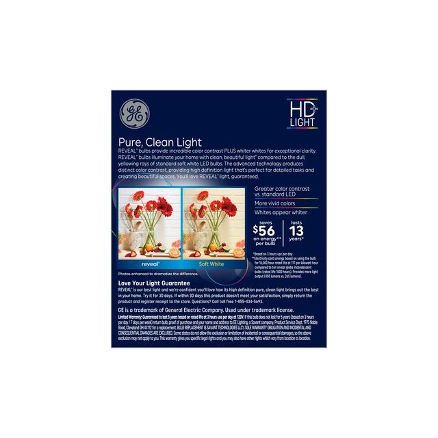 GE Reveal HD+ LED 40 Watt Replacement, Reveal, T14 Deco - Tubular Bulbs (2 Pack)