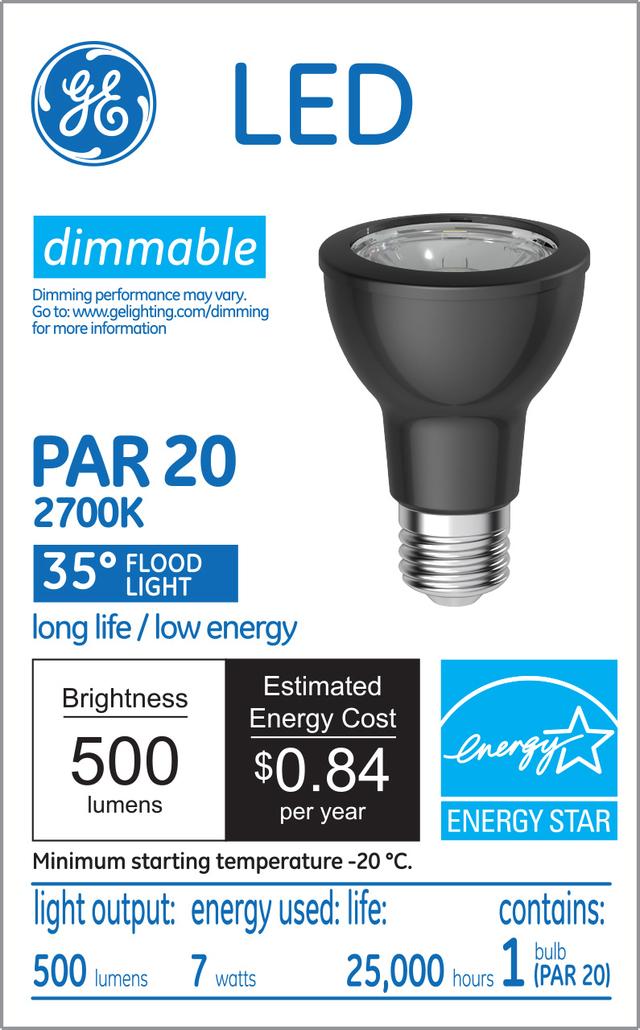 GE Classic LED 7 Watt, Soft White, PAR20 Indoor Floodlight Bulb (1 Pack)