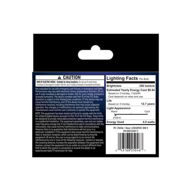 GE Classic LED 40 Watt Replacement, Soft White, G16.5 Vanity - Globe Bulbs (2 Pack)