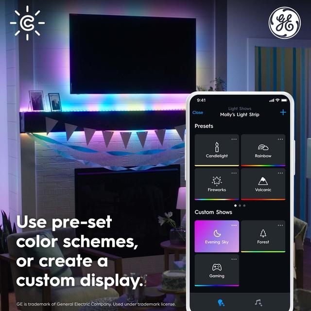 Cync Full Color Dynamic Effects Light Strip (16 Foot Color Changing LED  Light Strip + Power Supply), Bluetooth/WiFi Light Strip, Under Cabinet LED  Strip Light, Power Supply Included