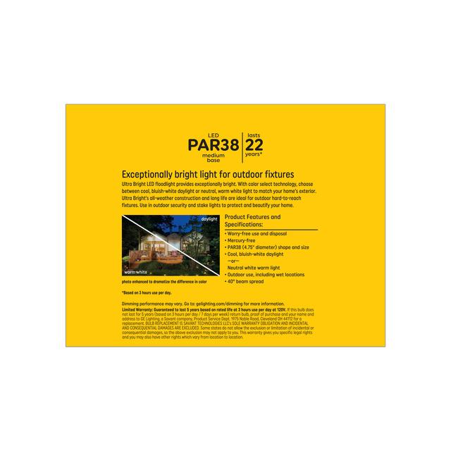 GE Ultra Bright LED 120 Watt Replacement, Daylight, PAR38 Outdoor Floodlight Bulbs (2 Pack)