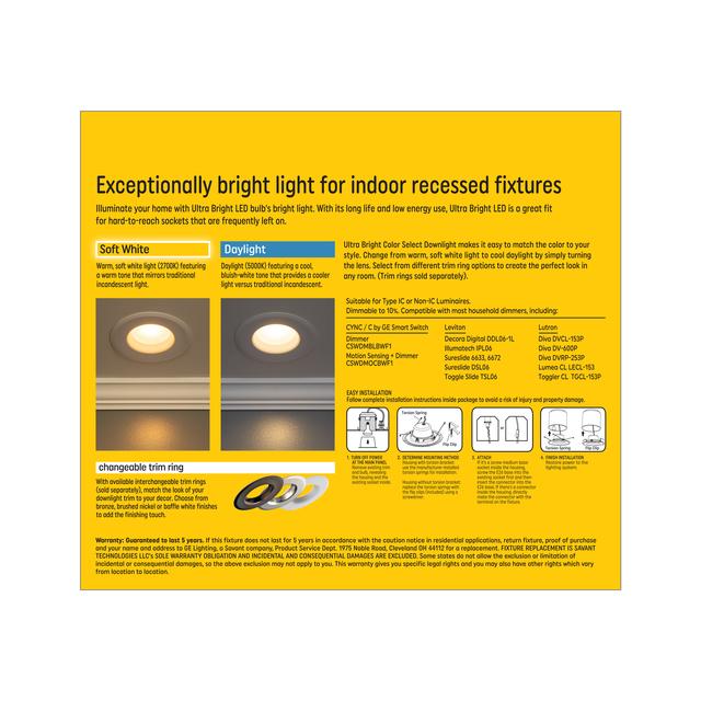 GE Ultra Bright, 150 Watt Replacement, Daylight or Soft White, RS6 Indoor 6-Inch Recessed Downlight (1 Pack)