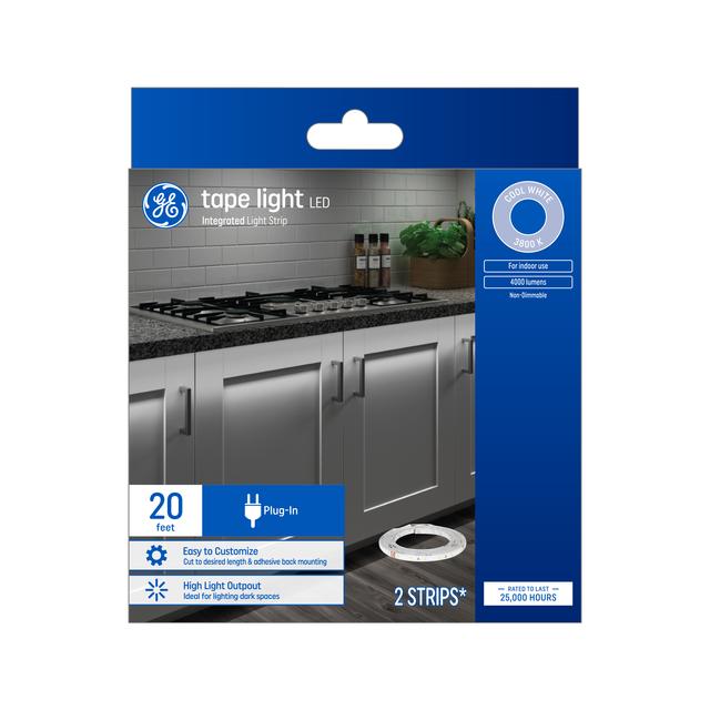 GE Cool White 42W LED 20ft Plug-In Tape Light Kits